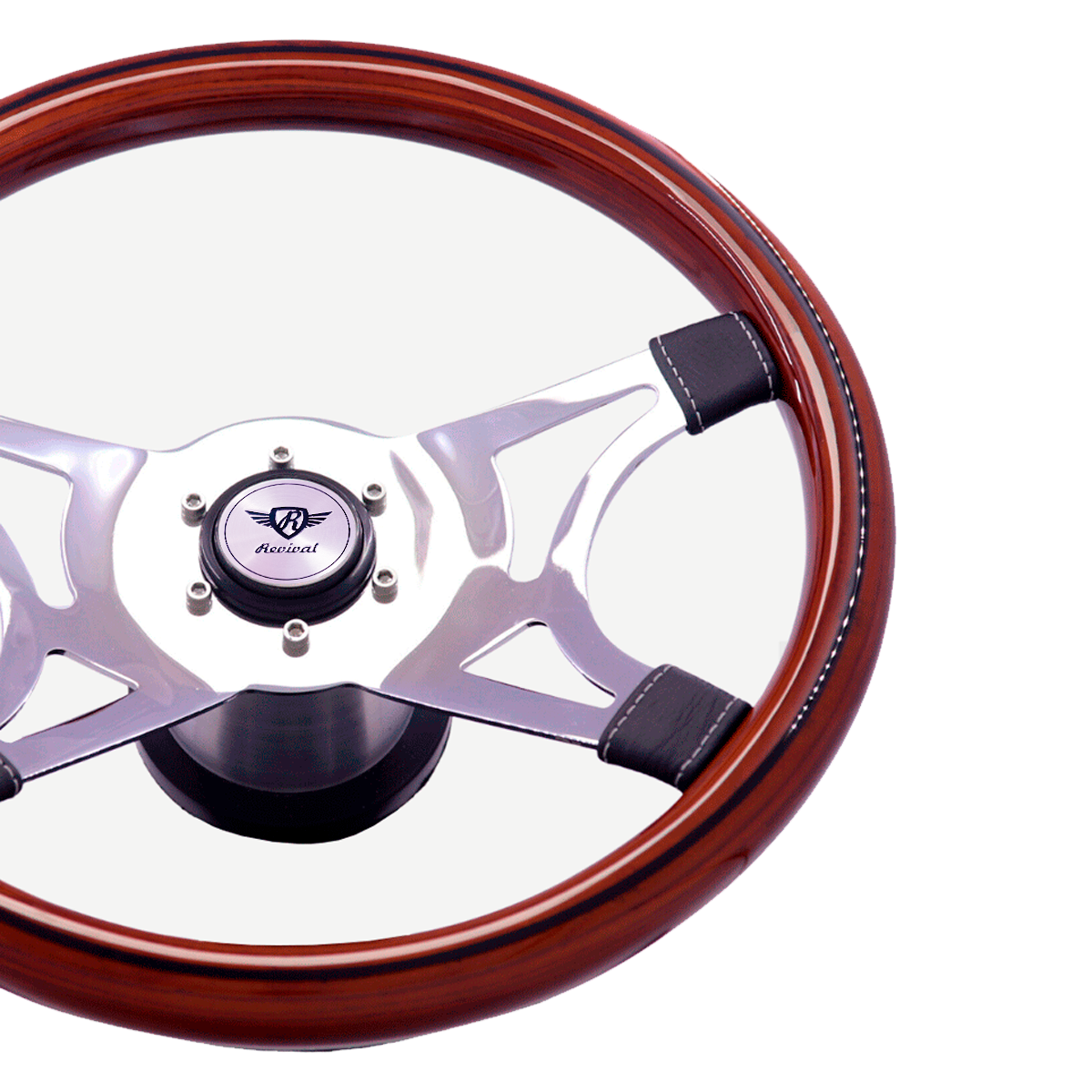 Revival Steering Wheel Wega S Madeira (Silver Logo)