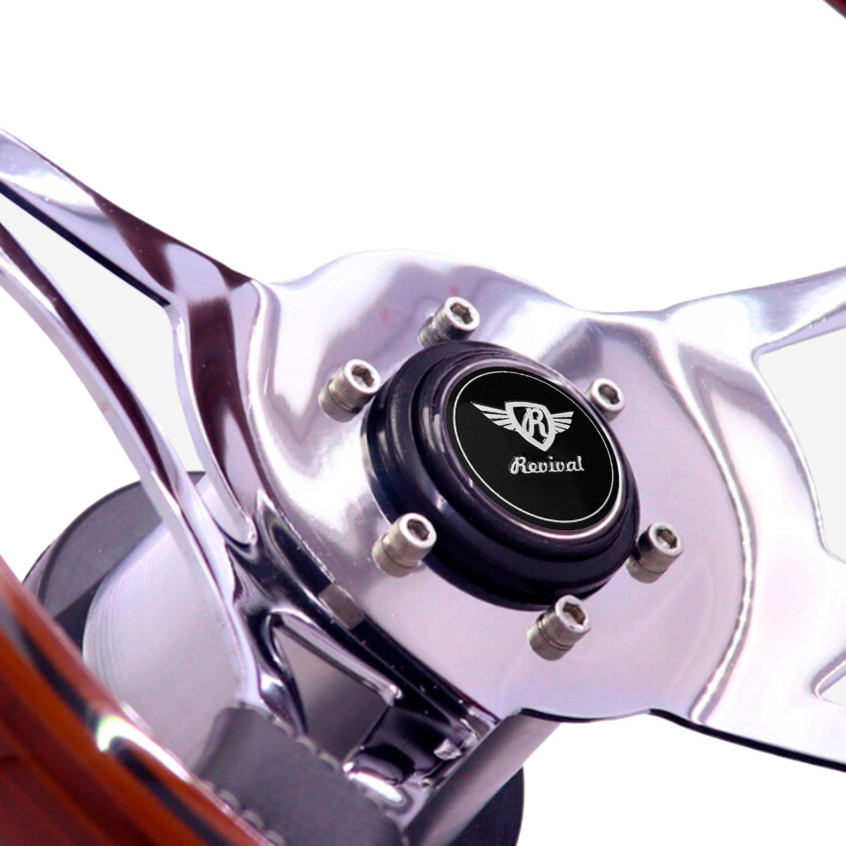 Volante Revival Wega Sem Disco Madeira (Logo Preto)