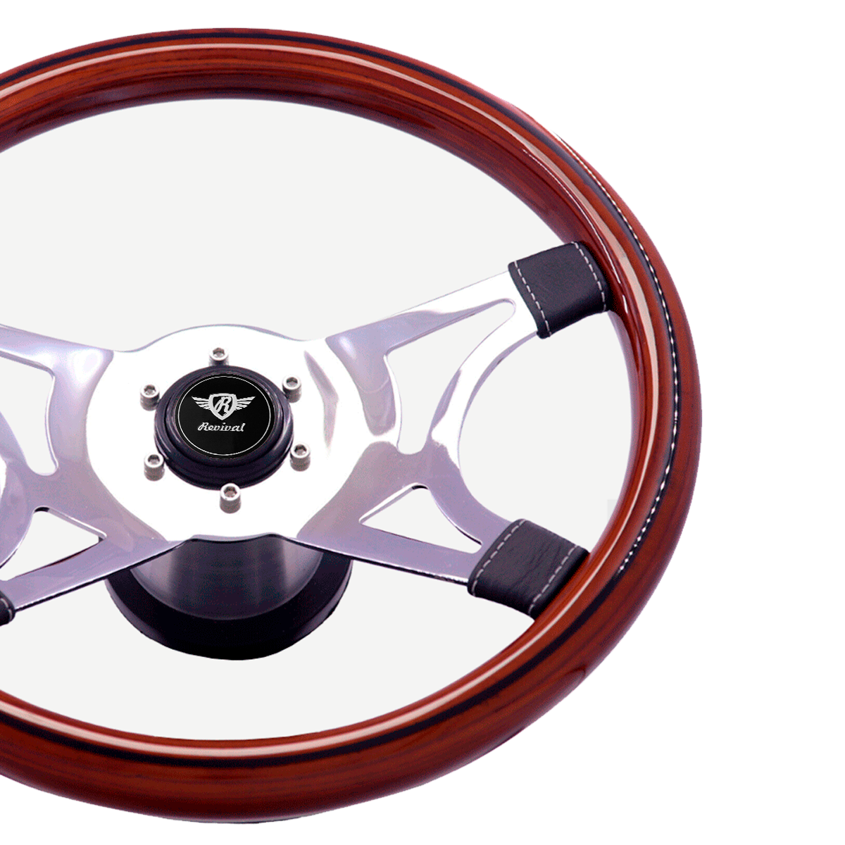 Volante Revival Wega Sem Disco Madeira (Logo Preto)