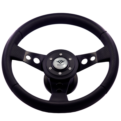 Volante Revival Racing de PU negro (logotipo plateado)