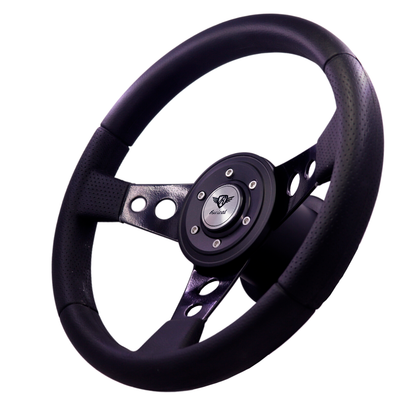 Volante Revival Racing de PU negro (logotipo plateado)